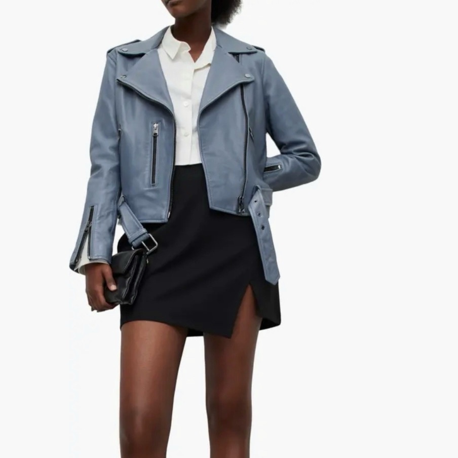 Allsaints All Saints Balfern Slim Fit Sheepskin Leather Jacket New - Xs / Us2